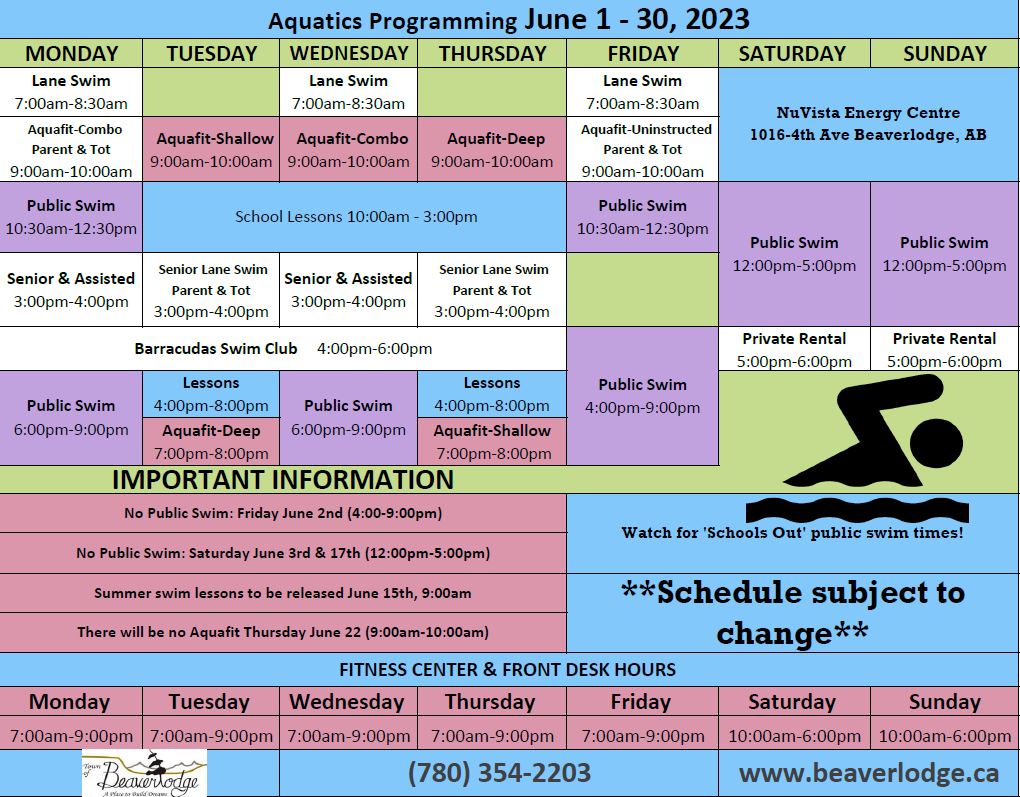 Recreation Center Beaverlodge   June 2023 Facility Schedule 